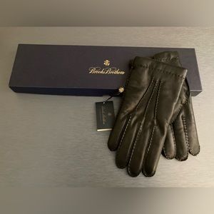 NWT Brooks Brothers Black Leather Driving Gloves